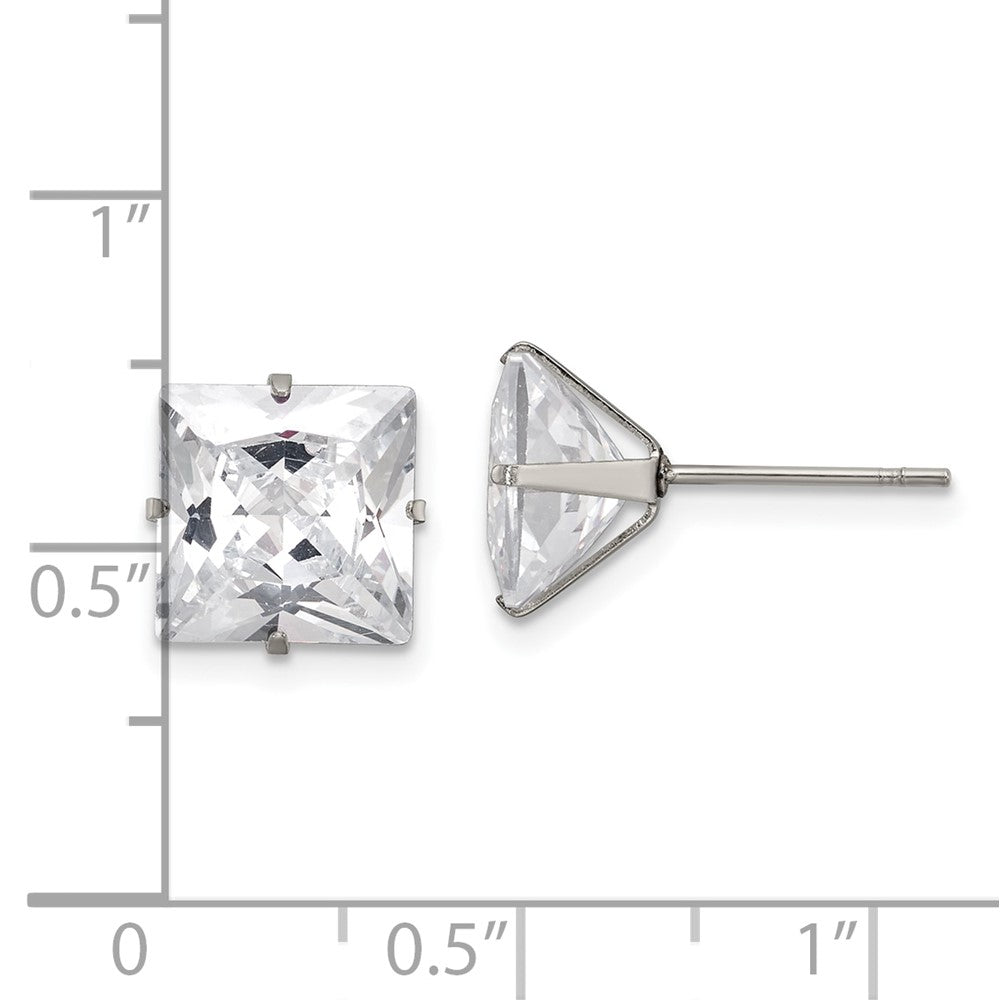 FJC Finejewelers Stainless Steel Polished Square CZ Stud Post Earrings 9 x 9 mm