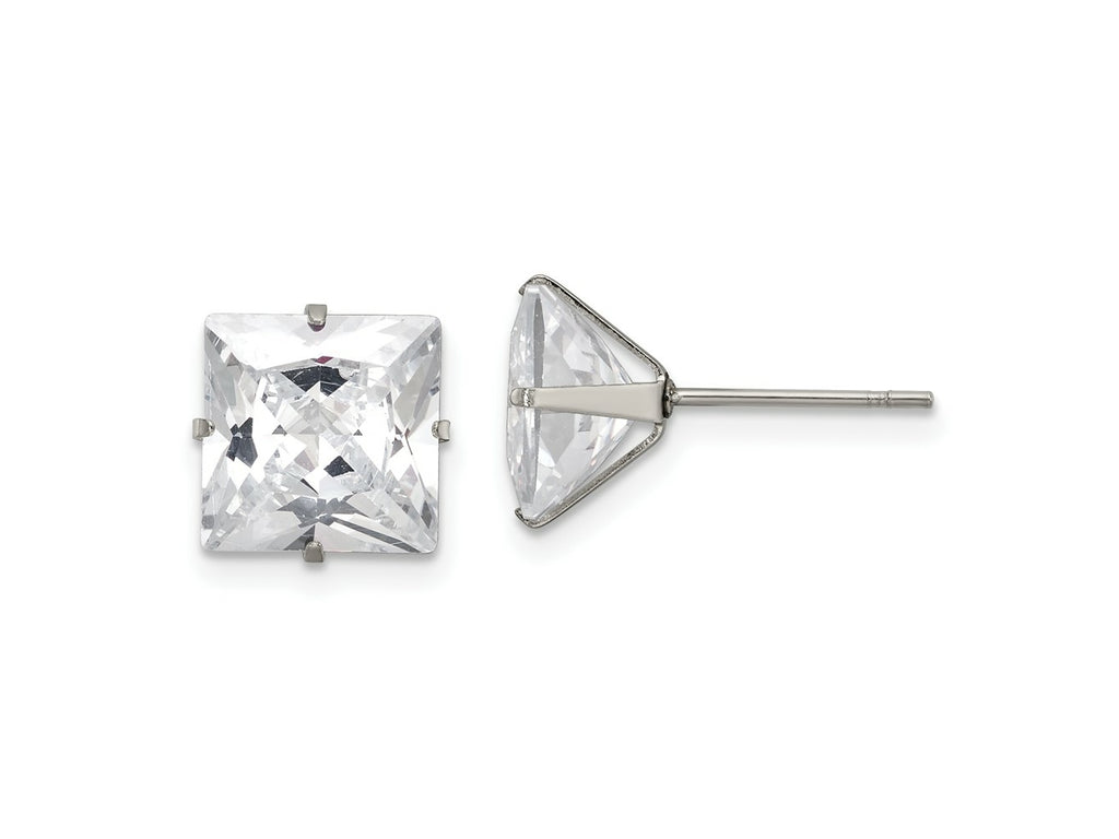 FJC Finejewelers Stainless Steel Polished Square CZ Stud Post Earrings 9 x 9 mm