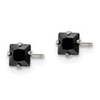 FJC Finejewelers Stainless Steel Polished Black Square CZ Stud Post Earrings 4 x 4 mm