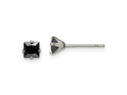 FJC Finejewelers Stainless Steel Polished Black Square CZ Stud Post Earrings 4 x 4 mm