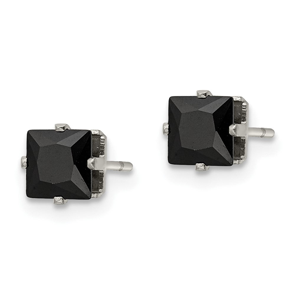 FJC Finejewelers Stainless Steel Polished Black Square CZ Stud Post Earrings 5 x 5 mm