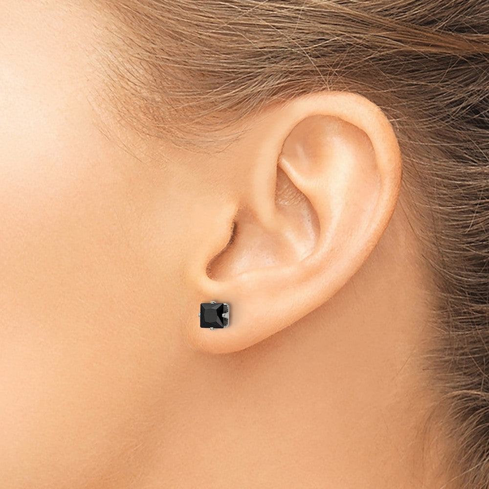 FJC Finejewelers Stainless Steel Polished Black Square CZ Stud Post Earrings 5 x 5 mm