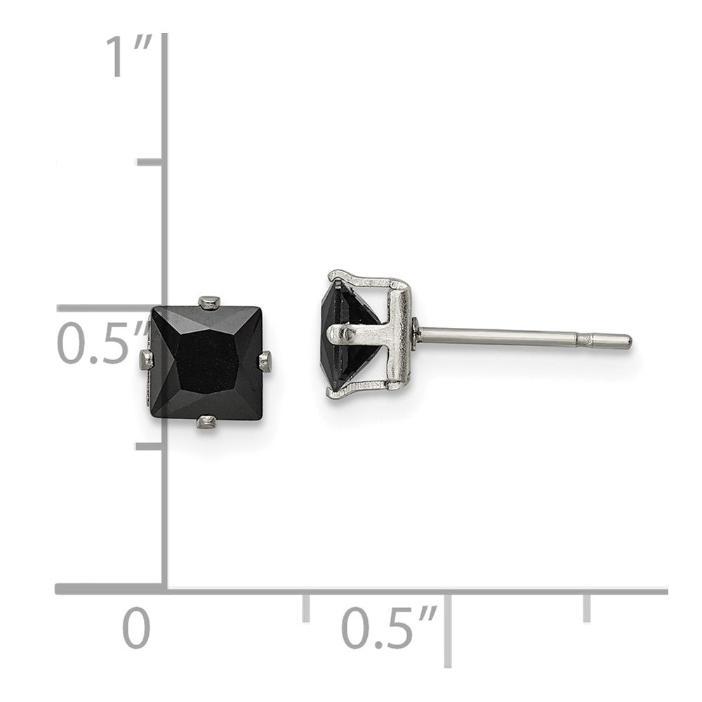 FJC Finejewelers Stainless Steel Polished Black Square CZ Stud Post Earrings 5 x 5 mm