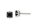 FJC Finejewelers Stainless Steel Polished Black Square CZ Stud Post Earrings 5 x 5 mm