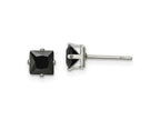 FJC Finejewelers Stainless Steel Polished Black Square CZ Stud Post Earrings 5 x 5 mm