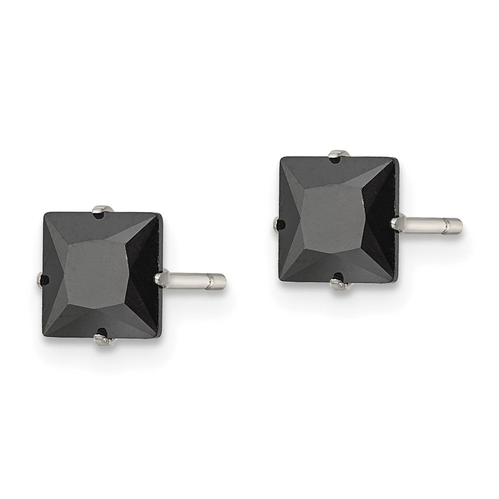 FJC Finejewelers Stainless Steel Polished Black Square CZ Stud Post Earrings 6 x 6 mm