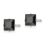 FJC Finejewelers Stainless Steel Polished Black Square CZ Stud Post Earrings 6 x 6 mm
