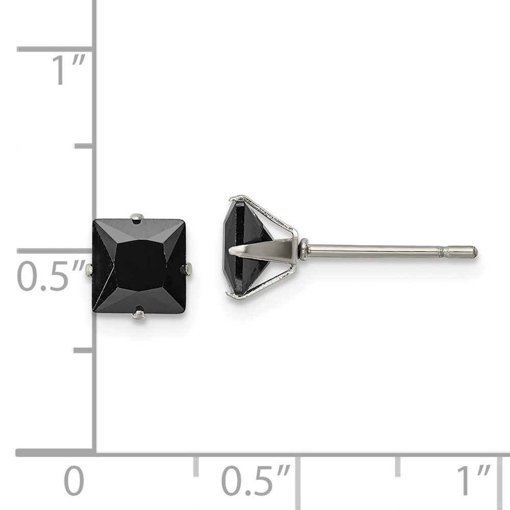 FJC Finejewelers Stainless Steel Polished Black Square CZ Stud Post Earrings 6 x 6 mm