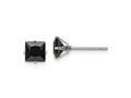 FJC Finejewelers Stainless Steel Polished Black Square CZ Stud Post Earrings 6 x 6 mm