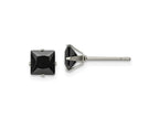 FJC Finejewelers Stainless Steel Polished Black Square CZ Stud Post Earrings 6 x 6 mm