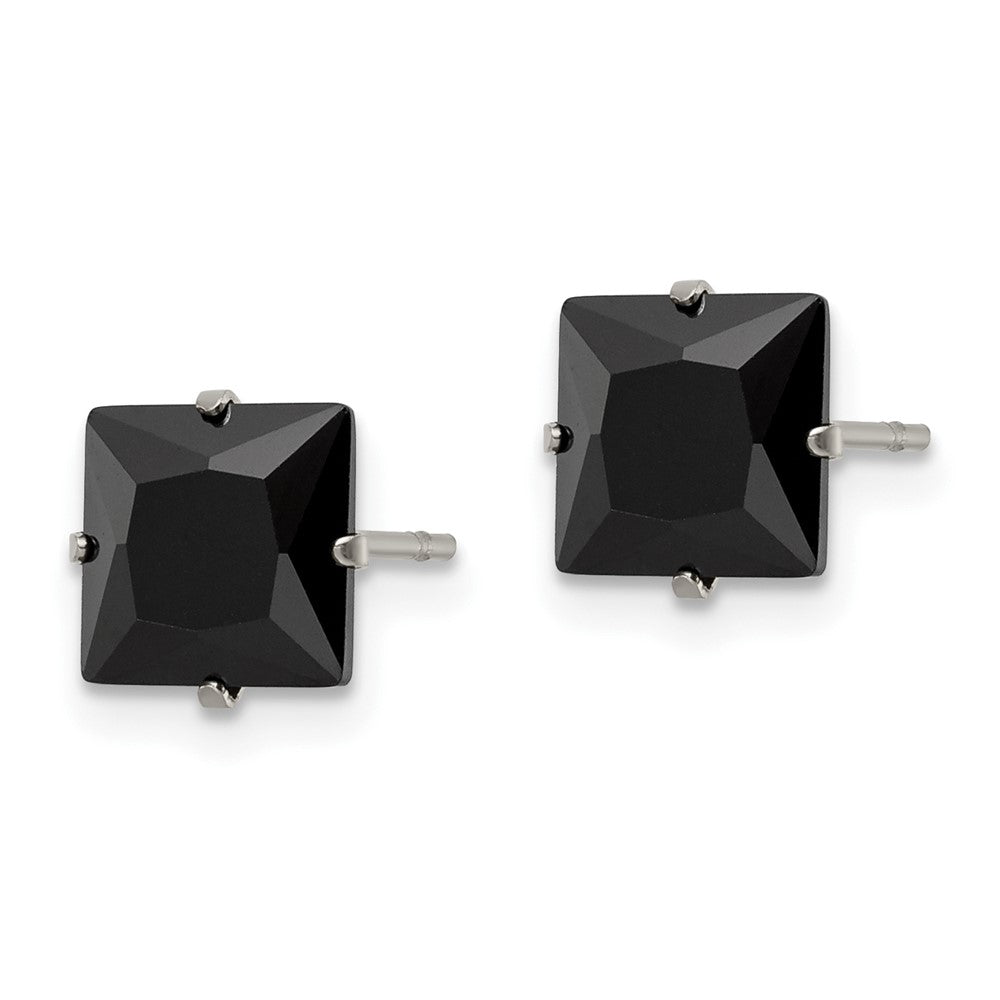 FJC Finejewelers Stainless Steel Polished Black Square CZ Stud Post Earrings 7 x 7 mm