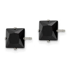 FJC Finejewelers Stainless Steel Polished Black Square CZ Stud Post Earrings 7 x 7 mm