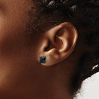 FJC Finejewelers Stainless Steel Polished Black Square CZ Stud Post Earrings 7 x 7 mm