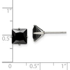 FJC Finejewelers Stainless Steel Polished Black Square CZ Stud Post Earrings 7 x 7 mm