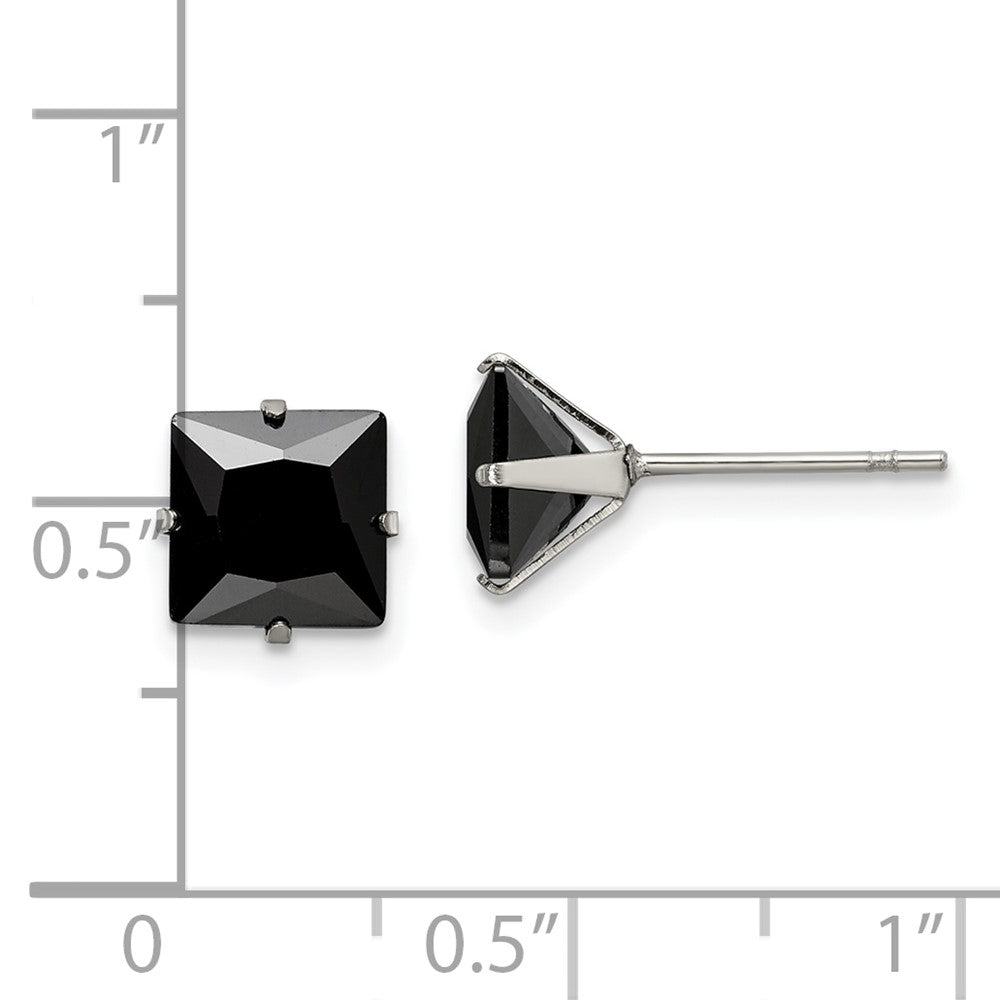 FJC Finejewelers Stainless Steel Polished Black Square CZ Stud Post Earrings 7 x 7 mm