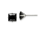 FJC Finejewelers Stainless Steel Polished Black Square CZ Stud Post Earrings 7 x 7 mm