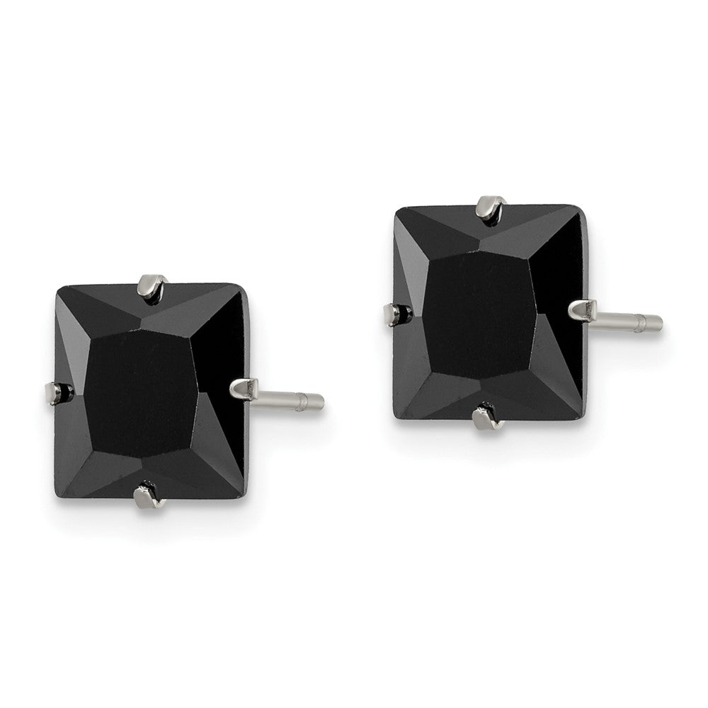FJC Finejewelers Stainless Steel Polished 8mm Black Square CZ Stud Post Earrings 8 mm x 9 mm