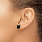 FJC Finejewelers Stainless Steel Polished 8mm Black Square CZ Stud Post Earrings 8 mm x 9 mm