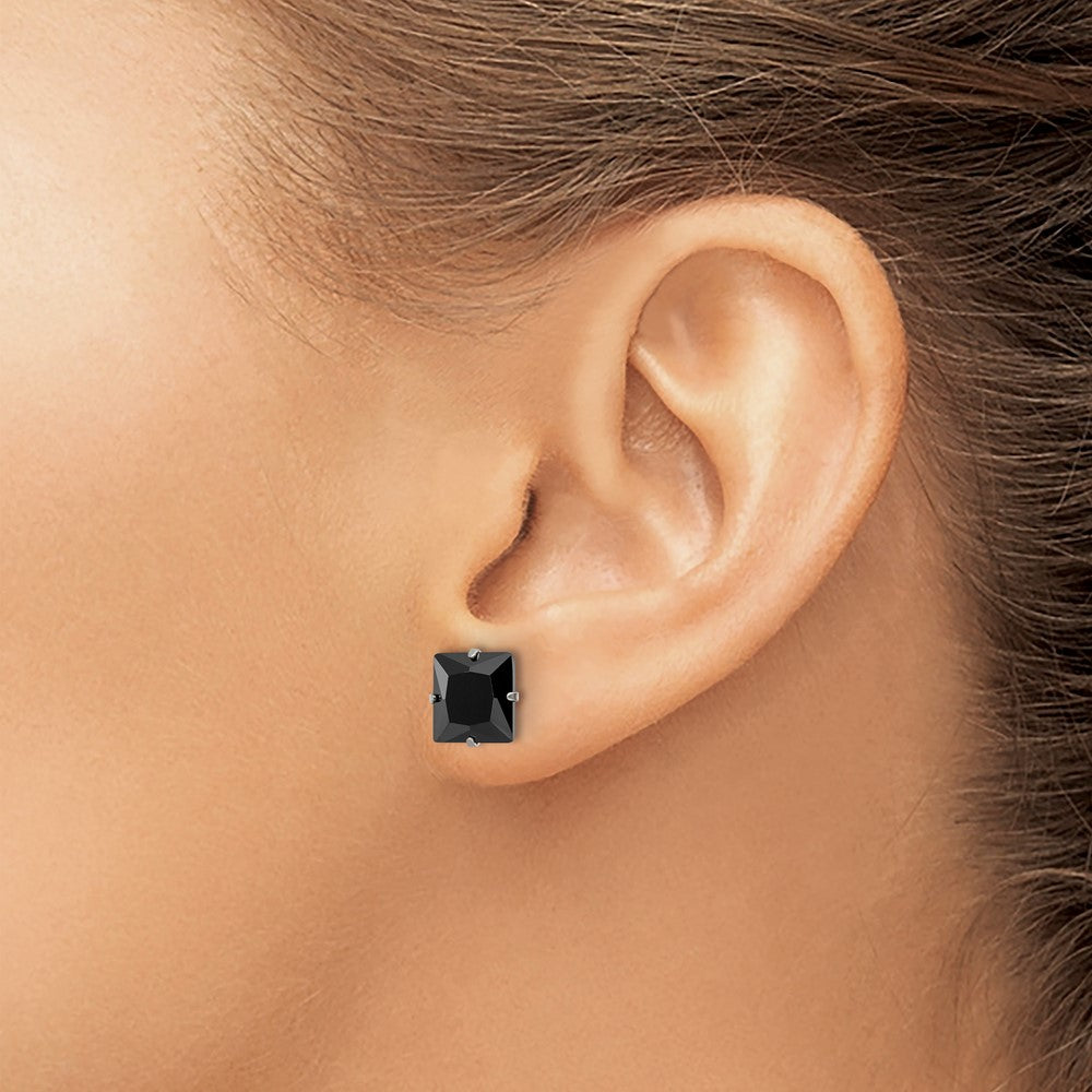 FJC Finejewelers Stainless Steel Polished 8mm Black Square CZ Stud Post Earrings 8 mm x 9 mm