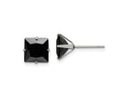 FJC Finejewelers Stainless Steel Polished 8mm Black Square CZ Stud Post Earrings 8 mm x 9 mm