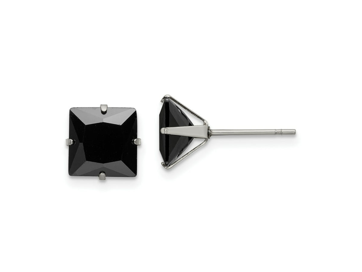 FJC Finejewelers Stainless Steel Polished 8mm Black Square CZ Stud Post Earrings 8 mm x 9 mm
