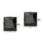 FJC Finejewelers Stainless Steel Polished Black Square CZ Stud Post Earrings 9 x 9 mm