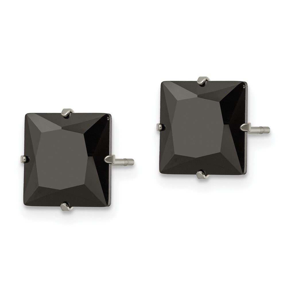 FJC Finejewelers Stainless Steel Polished Black Square CZ Stud Post Earrings 9 x 9 mm