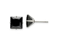FJC Finejewelers Stainless Steel Polished Black Square CZ Stud Post Earrings 9 x 9 mm