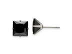 FJC Finejewelers Stainless Steel Polished Black Square CZ Stud Post Earrings 9 x 9 mm