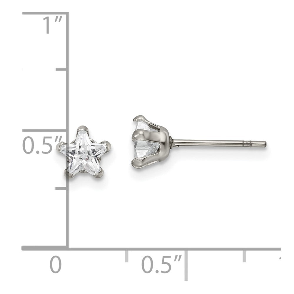 FJC Finejewelers Stainless Steel Polished Star CZ Stud Post Earrings 5 x 5 mm