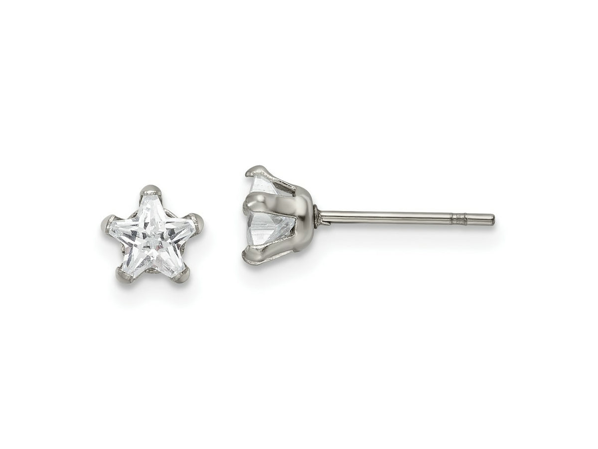 FJC Finejewelers Stainless Steel Polished Star CZ Stud Post Earrings 5 x 5 mm