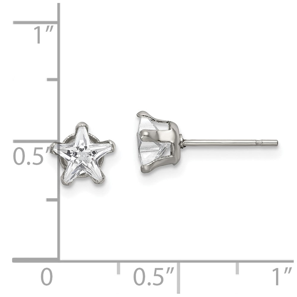 FJC Finejewelers Stainless Steel Polished Star CZ Stud Post Earrings 6 x 6 mm