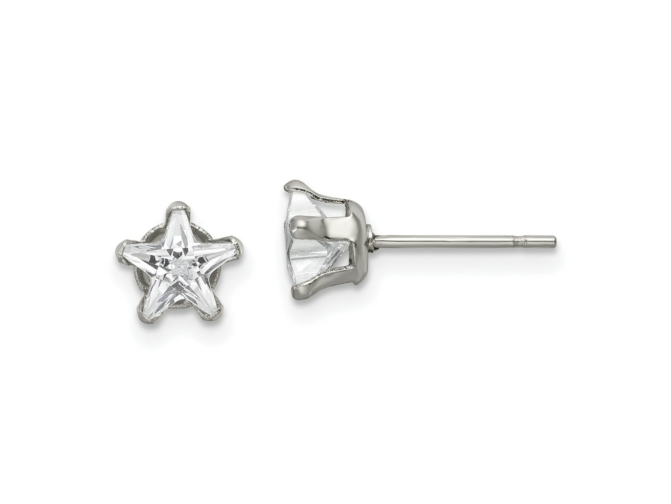 FJC Finejewelers Stainless Steel Polished Star CZ Stud Post Earrings 6 x 6 mm