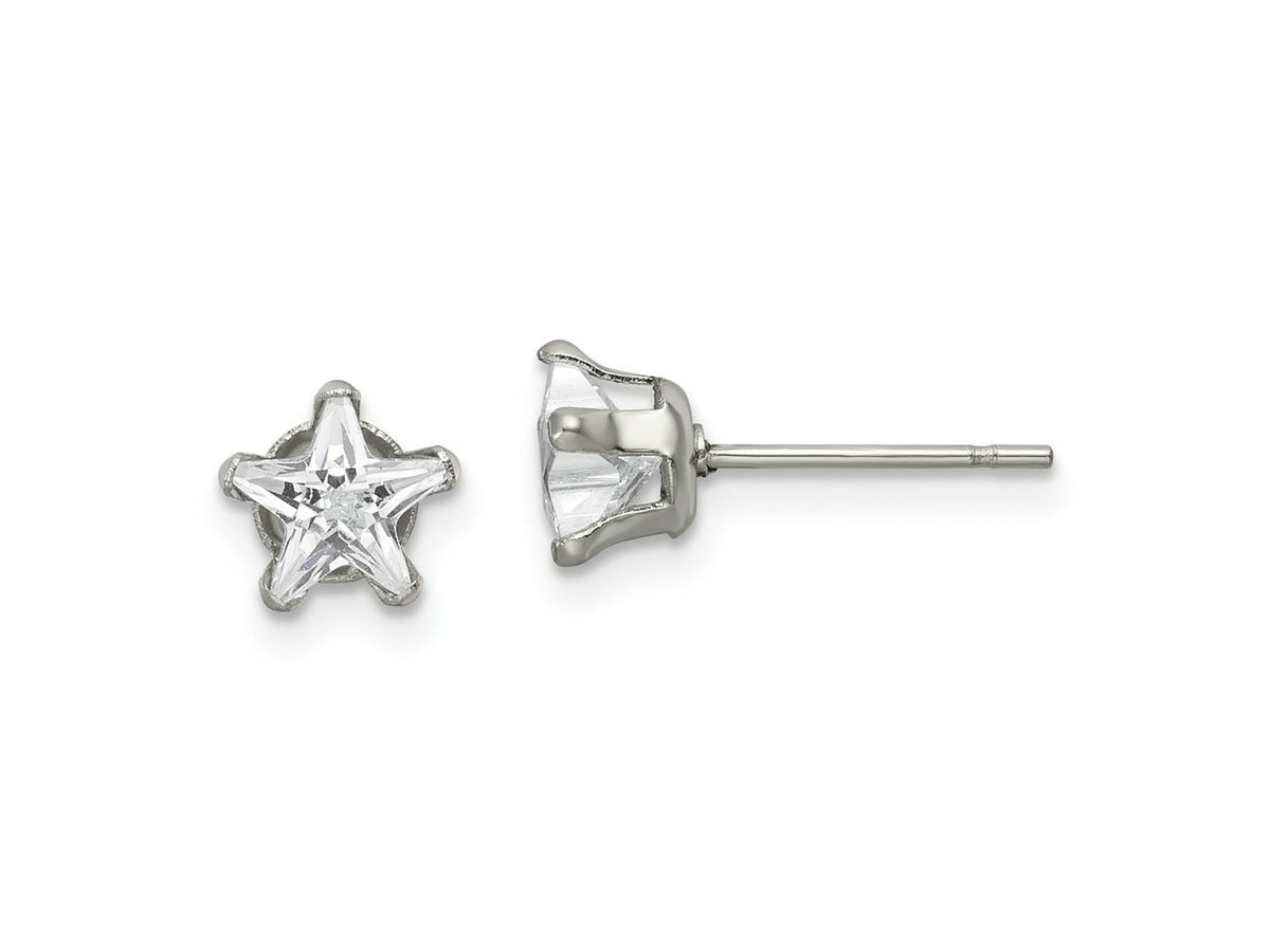 FJC Finejewelers Stainless Steel Polished Star CZ Stud Post Earrings 6 x 6 mm