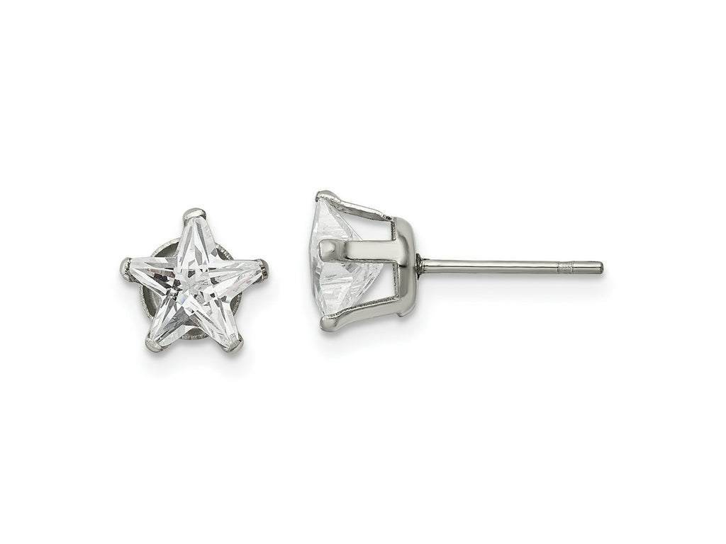 FJC Finejewelers Stainless Steel Polished Star CZ Stud Post Earrings 7 x 7 mm
