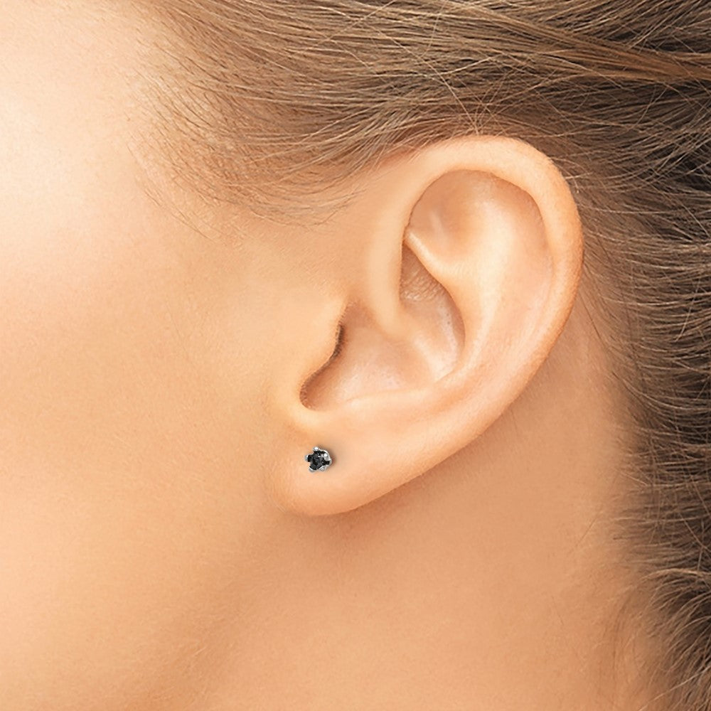 FJC Finejewelers Stainless Steel Polished Black Star CZ Stud Post Earrings 3 x 3 mm