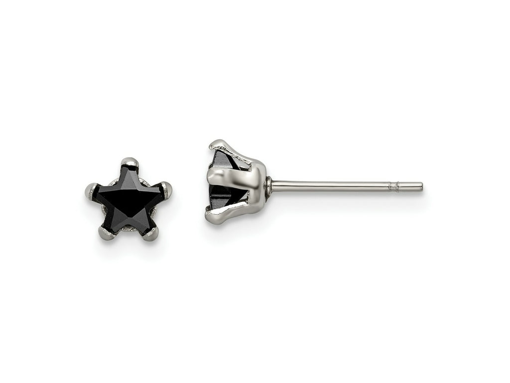 FJC Finejewelers Stainless Steel Polished Black Star CZ Stud Post Earrings 5 x 5 mm