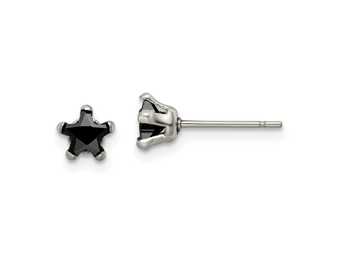 FJC Finejewelers Stainless Steel Polished Black Star CZ Stud Post Earrings 5 x 5 mm