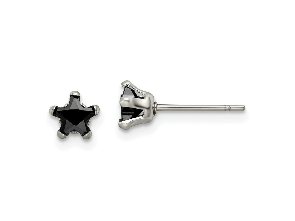 FJC Finejewelers Stainless Steel Polished Black Star CZ Stud Post Earrings 5 x 5 mm