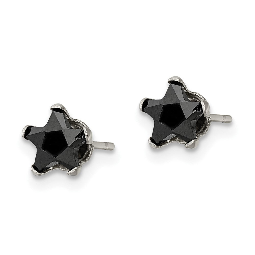 FJC Finejewelers Stainless Steel Polished Black Star CZ Stud Post Earrings 6 x 6 mm
