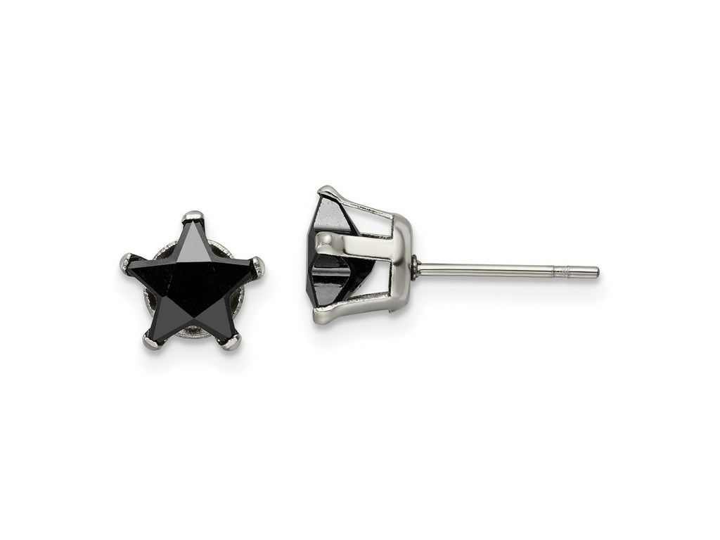 FJC Finejewelers Stainless Steel Polished Black Star CZ Stud Post Earrings 7 x 7 mm