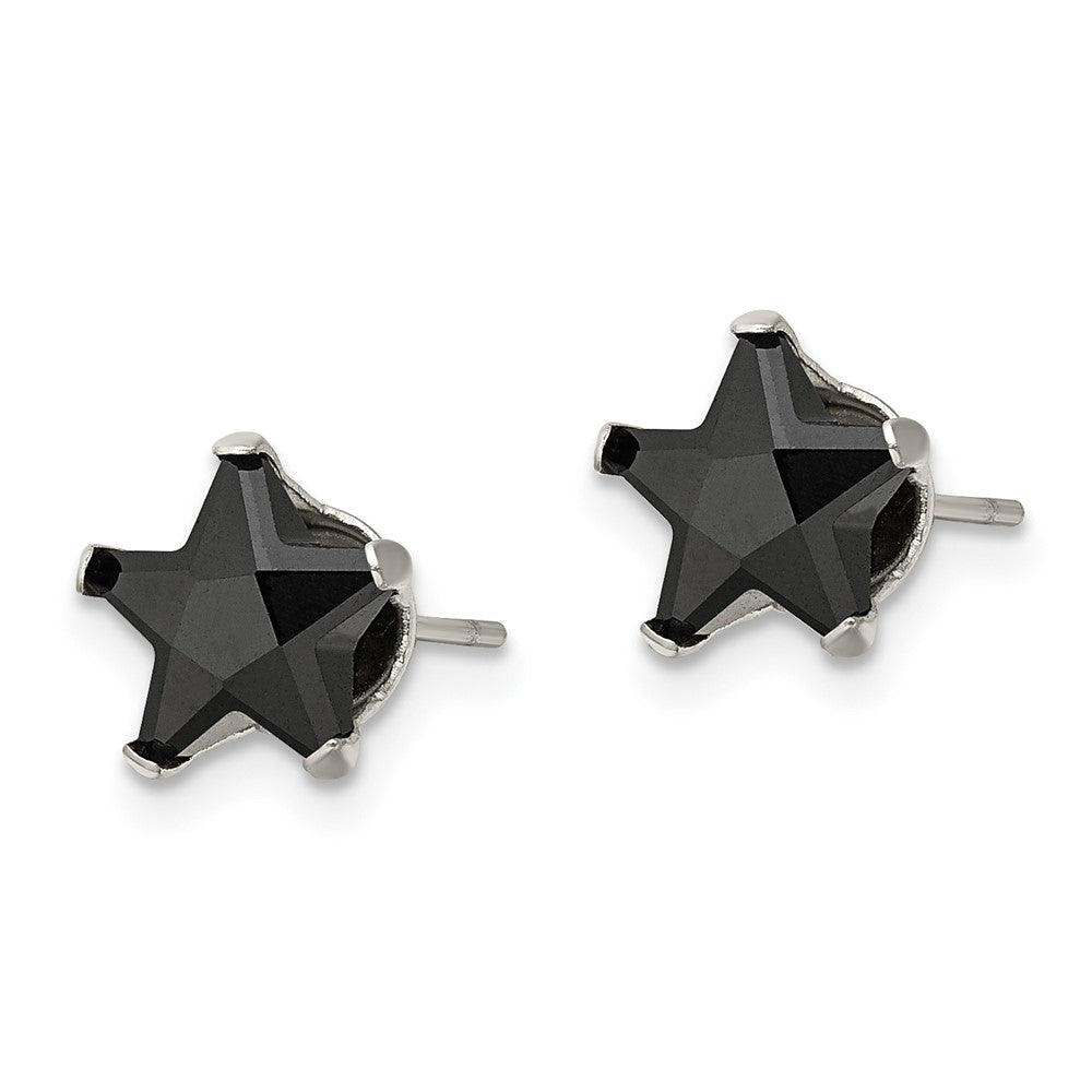 FJC Finejewelers Stainless Steel Polished Black Star CZ Stud Post Earrings 8 x 8 mm