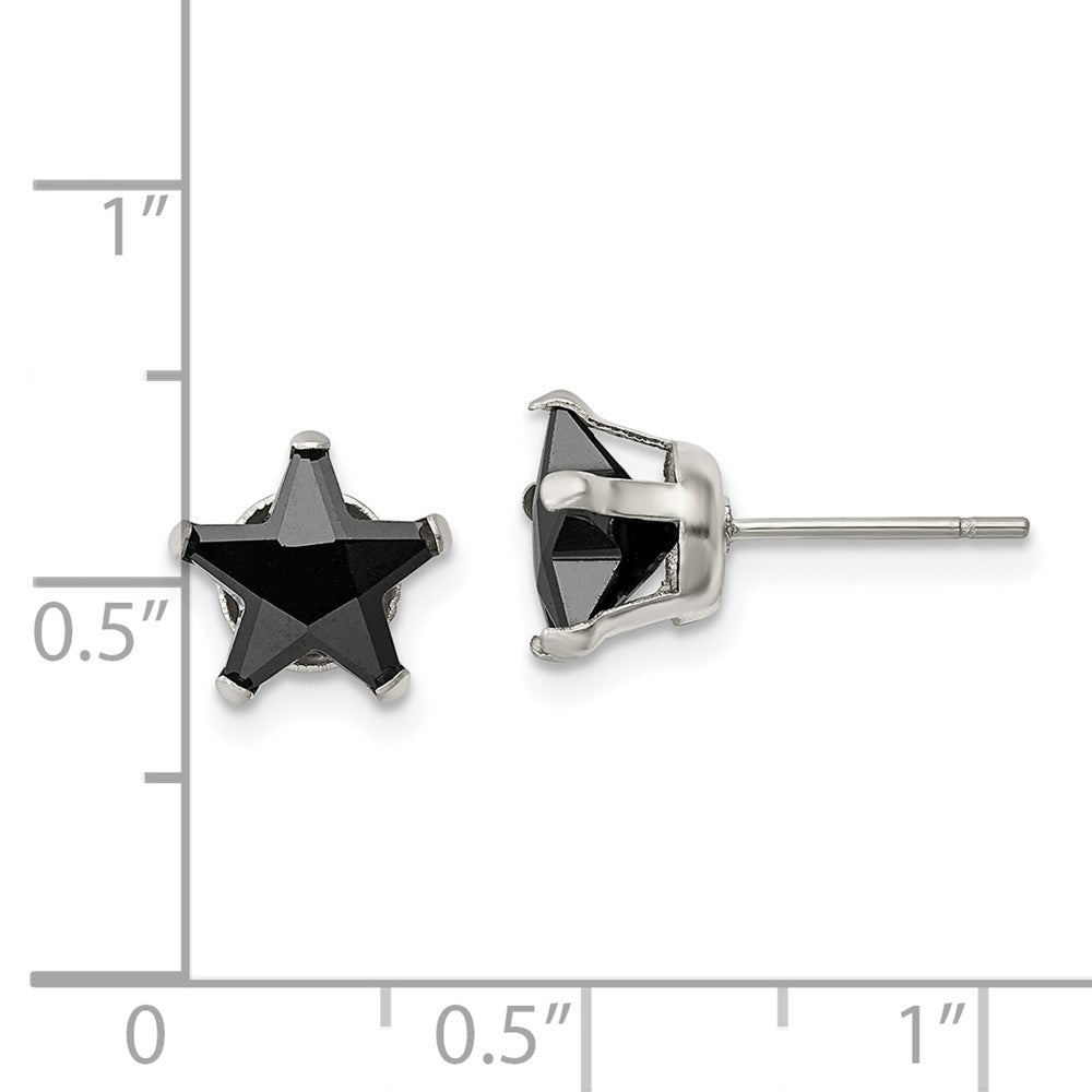 FJC Finejewelers Stainless Steel Polished Black Star CZ Stud Post Earrings 8 x 8 mm