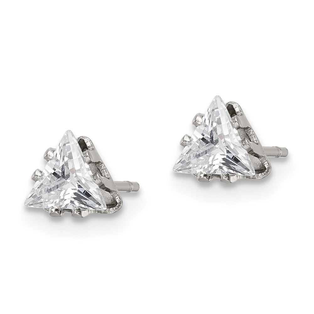 FJC Finejewelers Stainless Steel Polished Triangle CZ Stud Post Earrings 5 x 5 mm