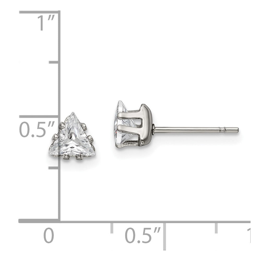 FJC Finejewelers Stainless Steel Polished Triangle CZ Stud Post Earrings 5 x 5 mm