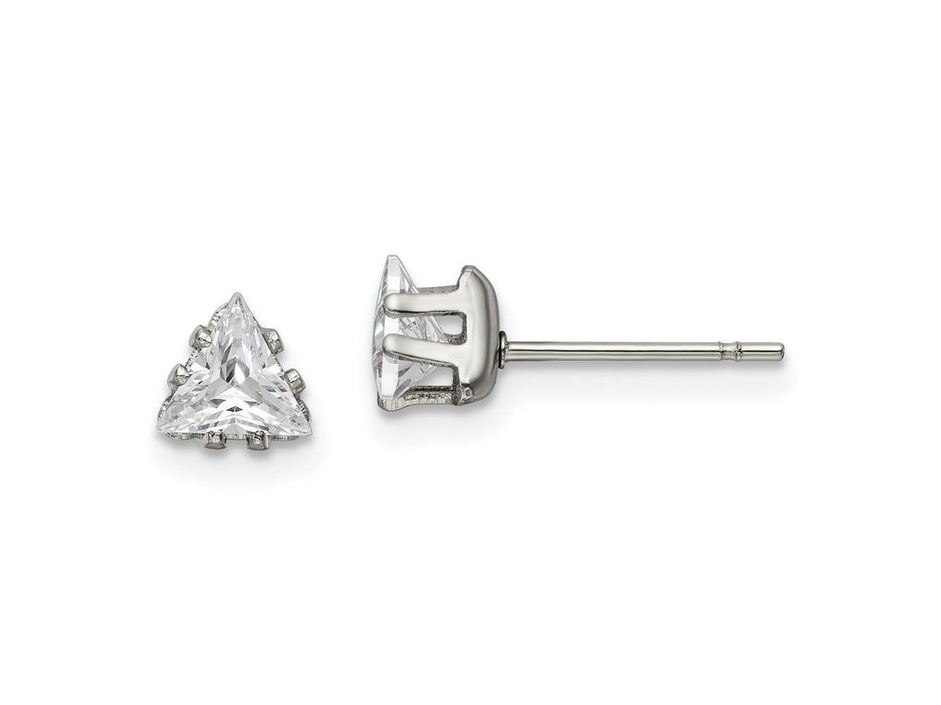 FJC Finejewelers Stainless Steel Polished Triangle CZ Stud Post Earrings 5 x 5 mm