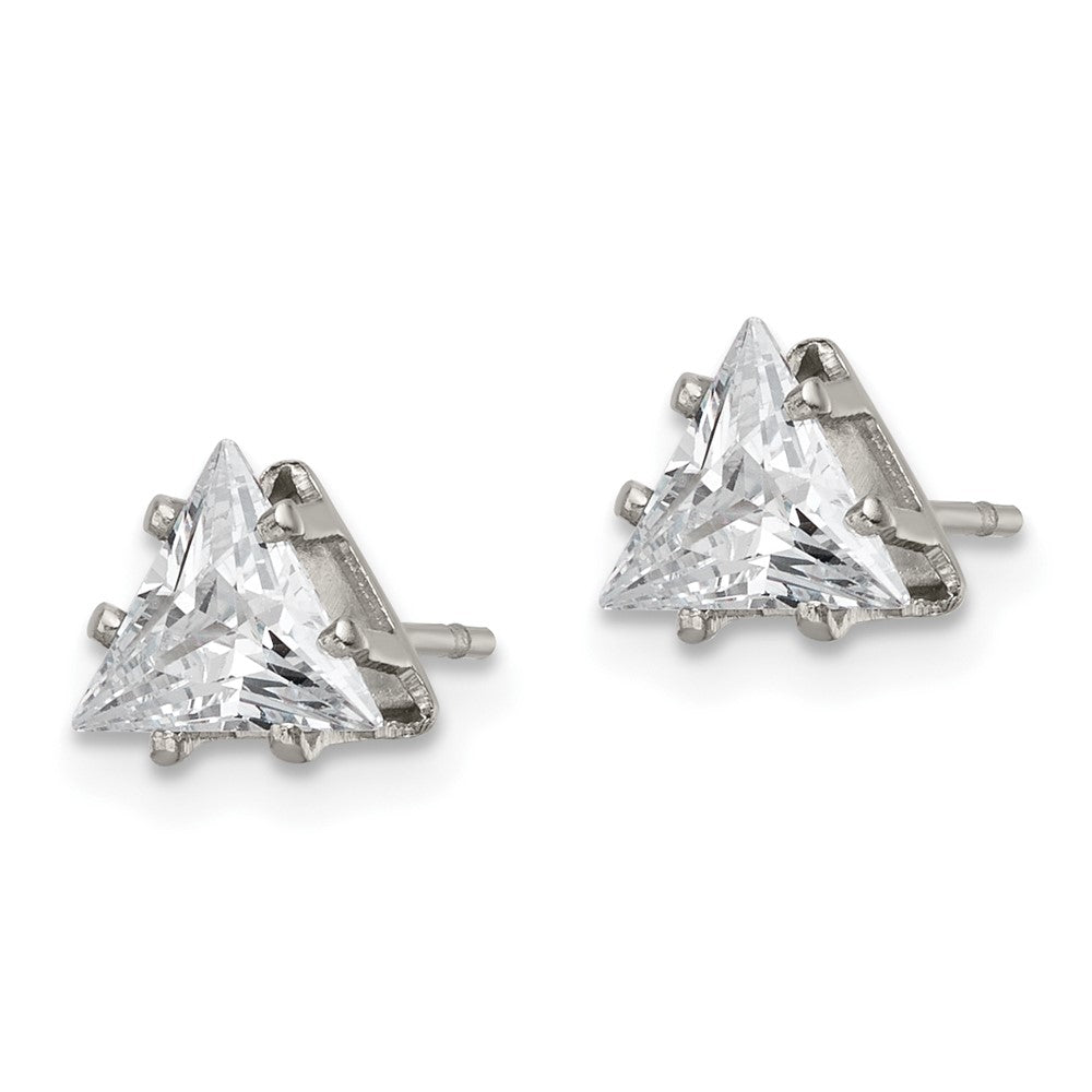 FJC Finejewelers Stainless Steel Polished Triangle CZ Stud Post Earrings 6 x 6 mm