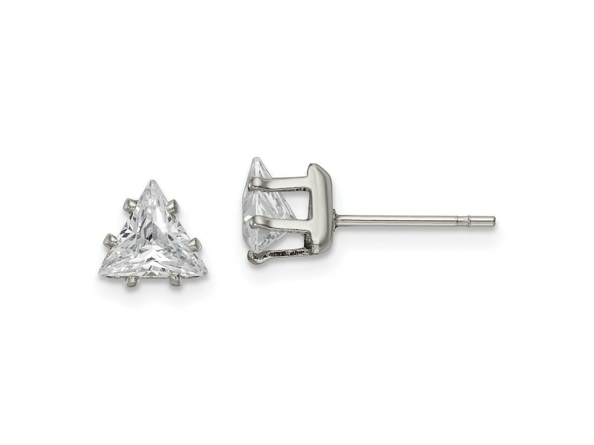 FJC Finejewelers Stainless Steel Polished Triangle CZ Stud Post Earrings 6 x 6 mm