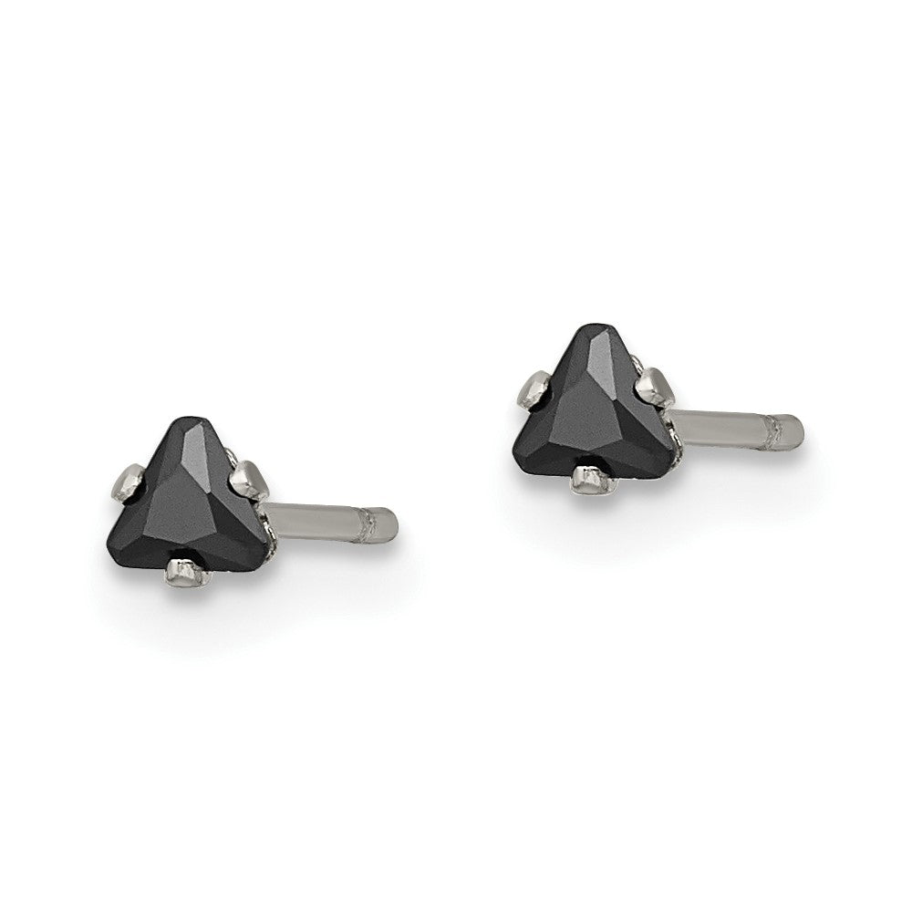 FJC Finejewelers Stainless Steel Polished Black Triangle CZ Stud Post Earrings 3 x 3 mm