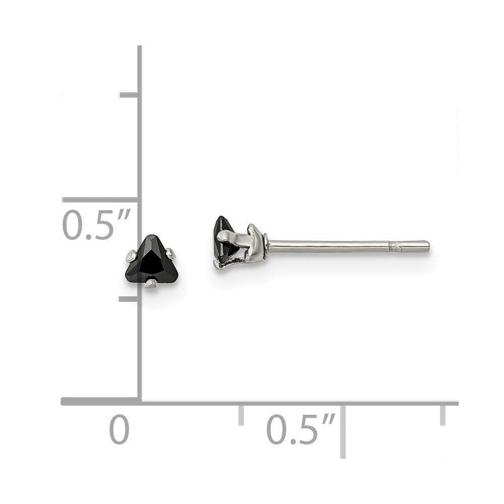 FJC Finejewelers Stainless Steel Polished Black Triangle CZ Stud Post Earrings 3 x 3 mm